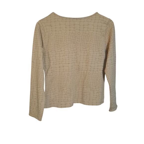 Talbots Petite Womens Tan Long Sleeve Reptile Pattern Straight Hem Top Size M - Picture 2 of 6